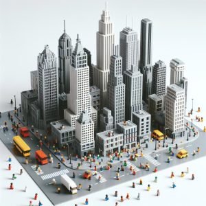 LEGO city skyline replica