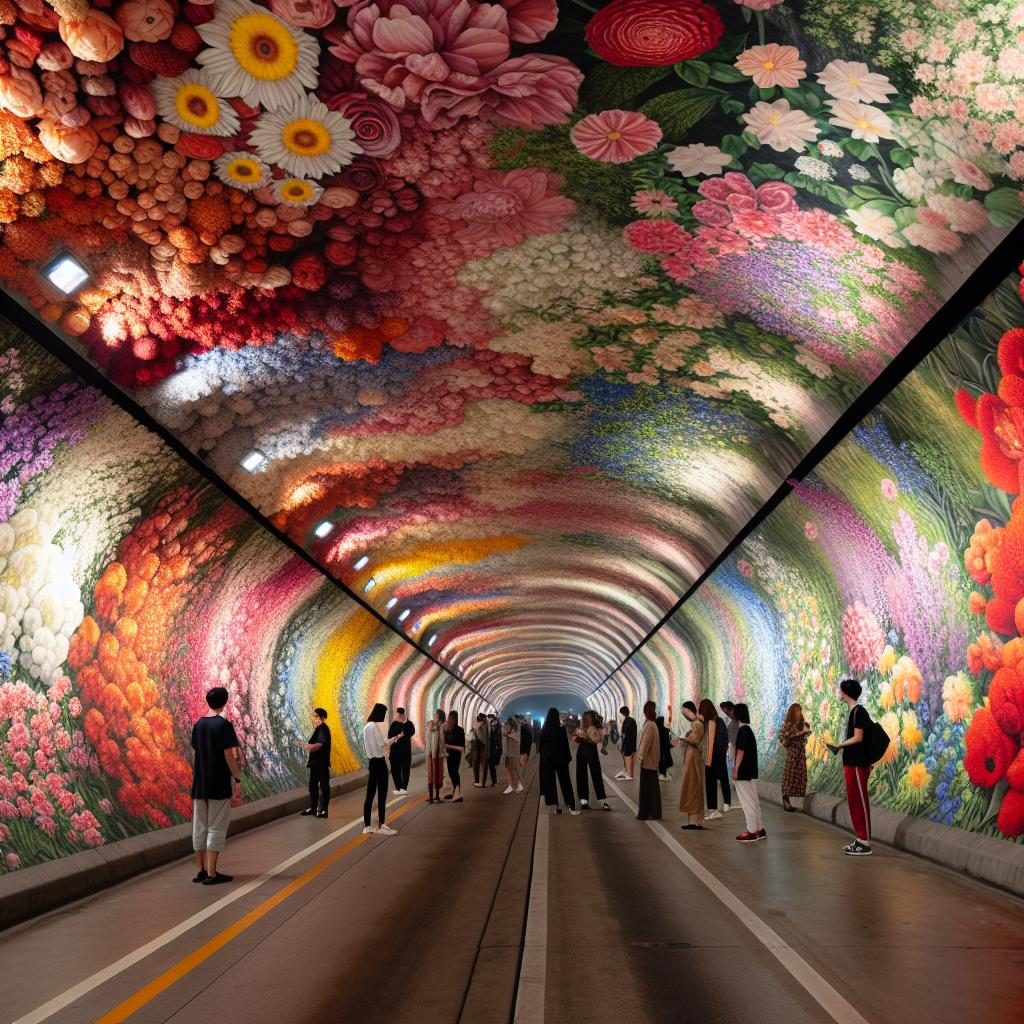 Floral tunnel mural beauty.