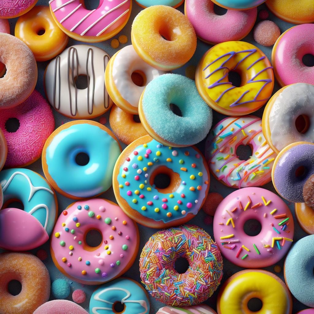 "Colorful doughnut assortment background"