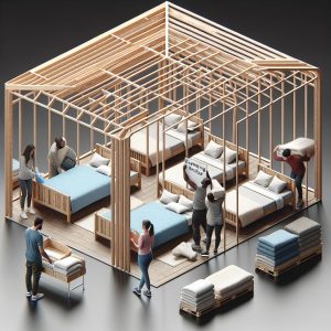 "Expanding shelter with beds"