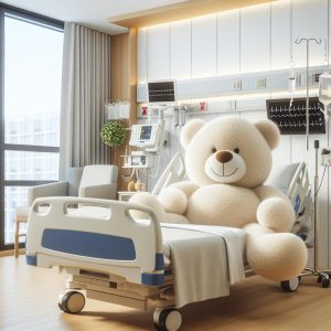 Hospital room with teddy.