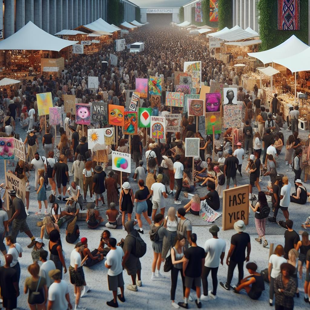 Protest at arts festival.