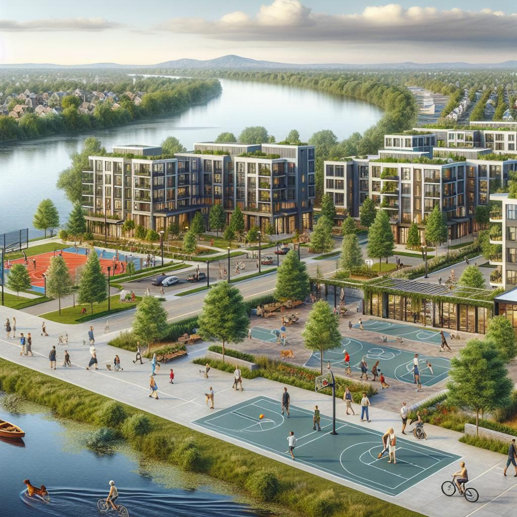 Riverside Village development illustration.