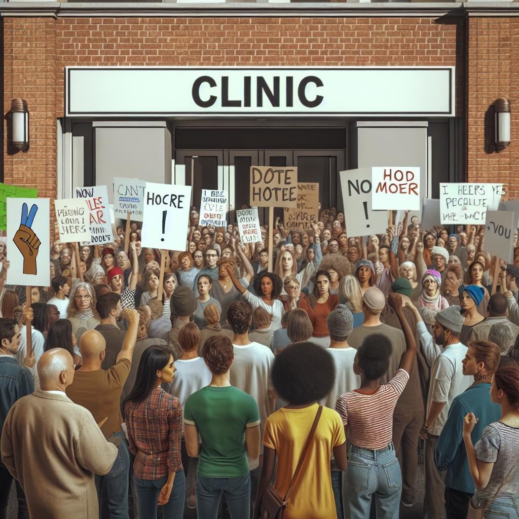 Protest at Clinic Entrance