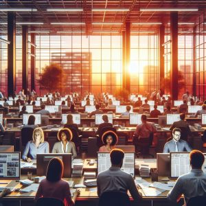 Newsroom at sunset