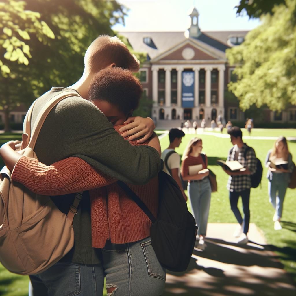 Comforting embrace on campus