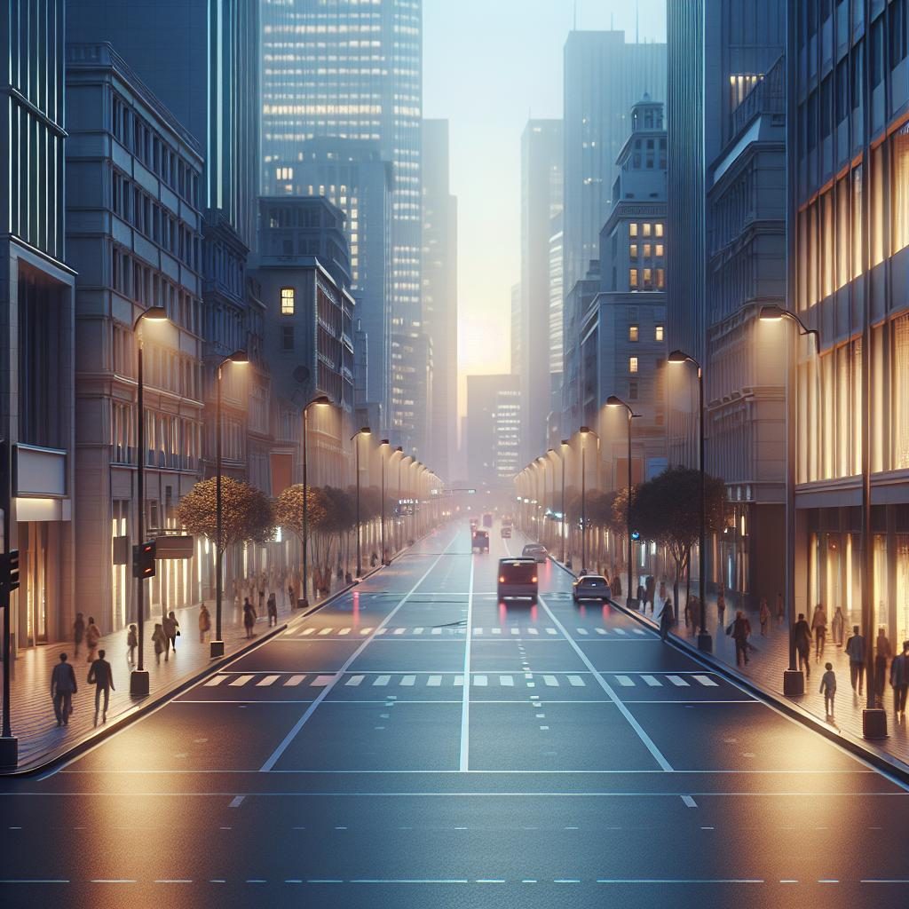 Empty street at dusk