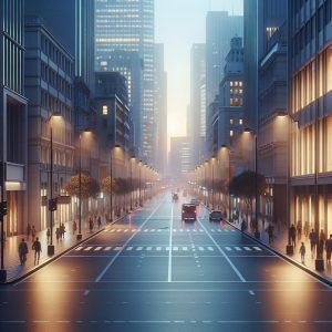 Empty street at dusk