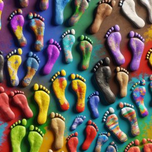 Colorful footprints united