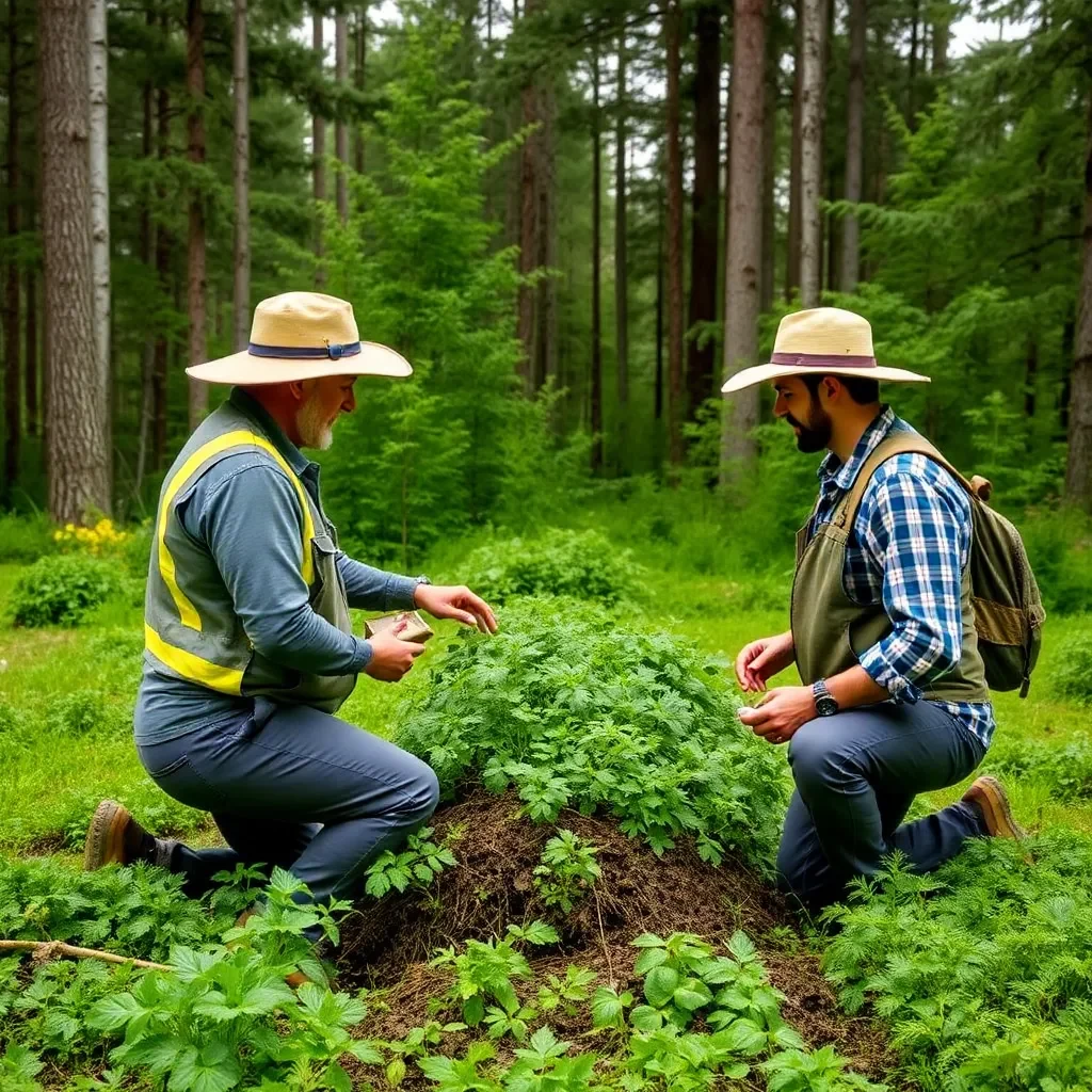 Farmers and foresters collaborating on storm recovery efforts.