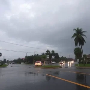 Cloudy Skies and Road Closures in Aiken Following Tropical Storm Helene