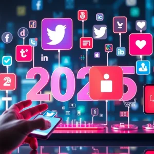 Illustration showing the future features of social media platforms in 2025.