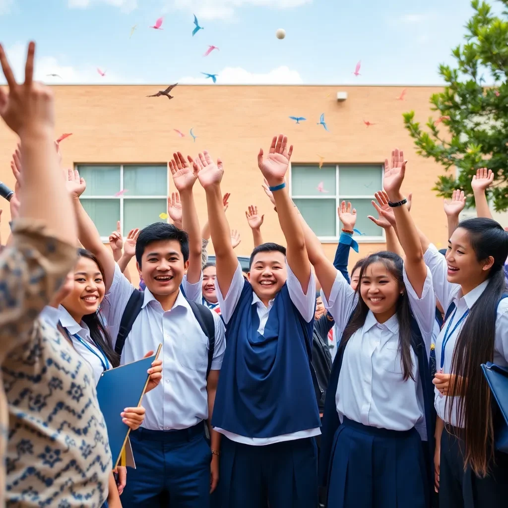 Celebration of academic success with vibrant school community.