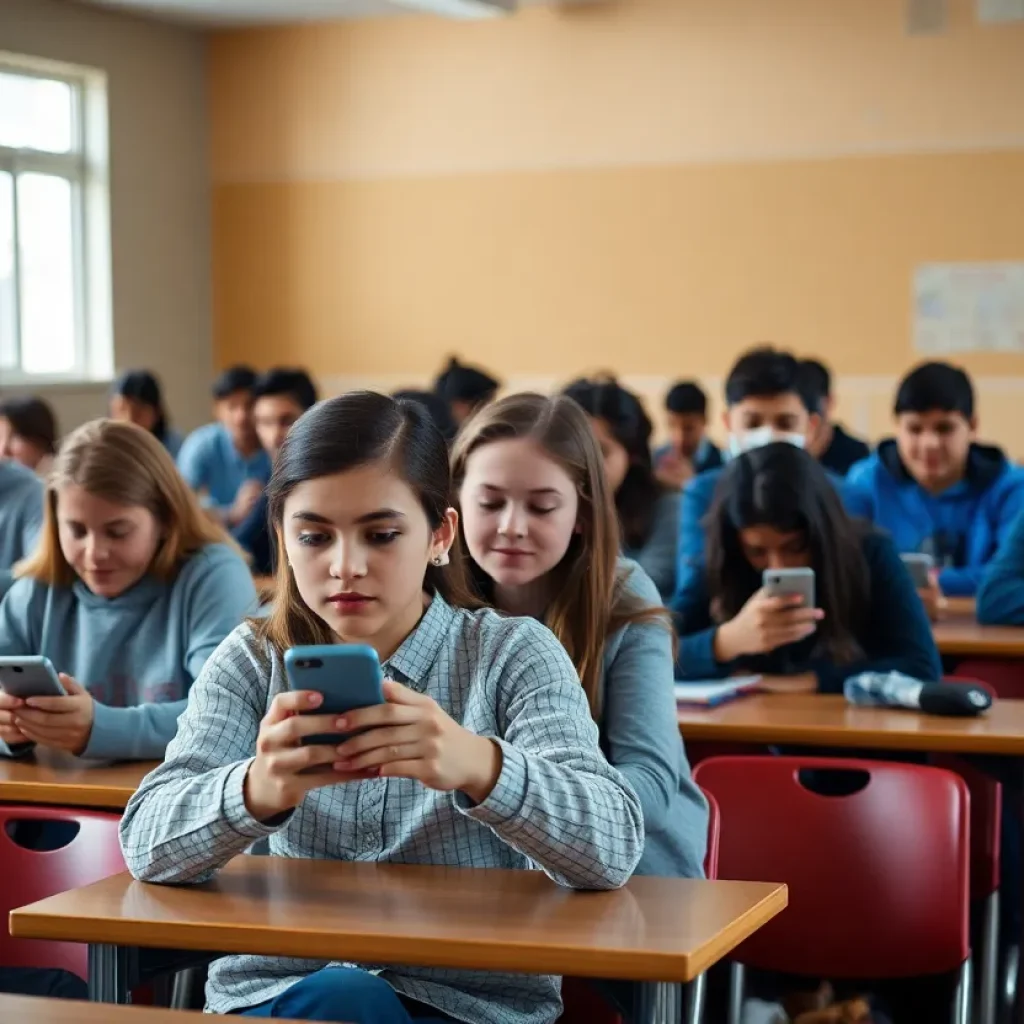 Students engaged in learning in a distraction-free classroom