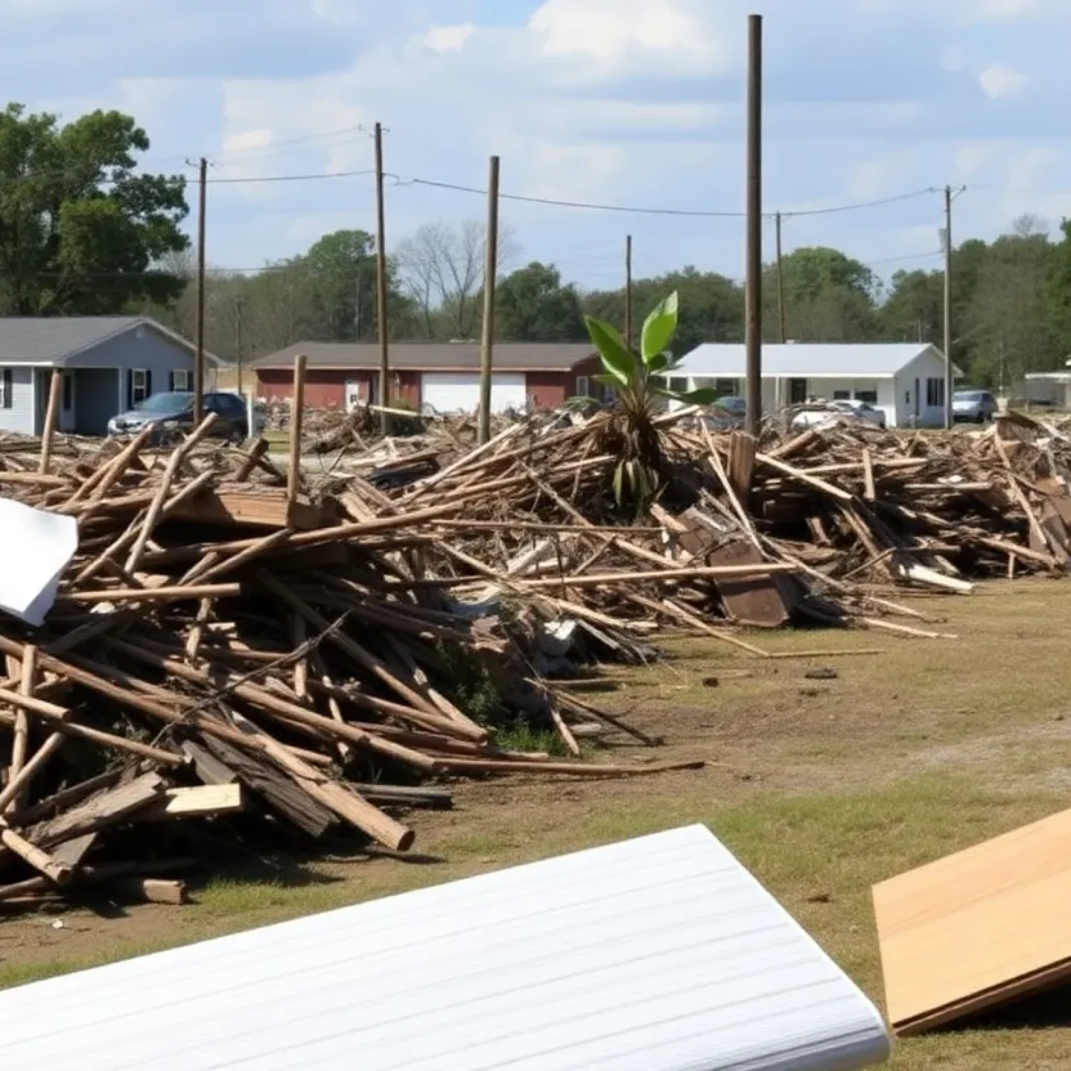 Debris from Hurricane Helene on the roadside in Aiken County