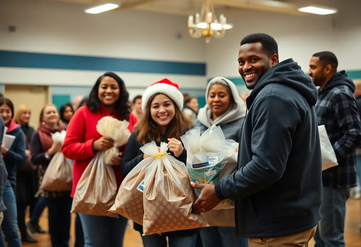 Community members at the Aiken holiday giveaway event