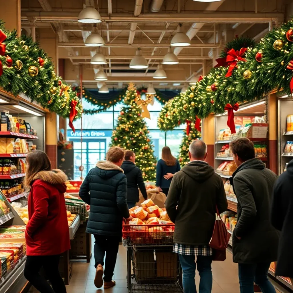 Grocery store decorated for Christmas in Augusta