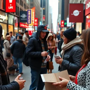 A marketing professional engaging with customers in Chicago