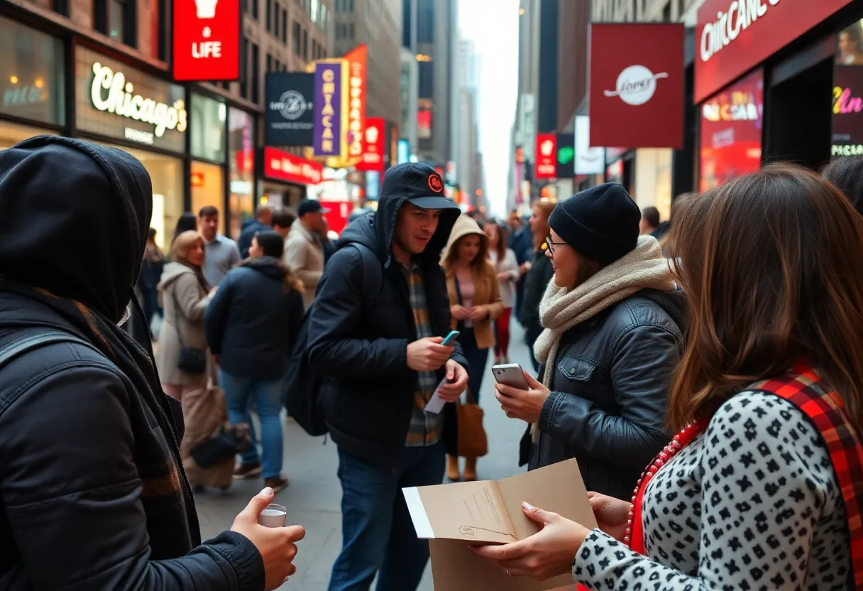 A marketing professional engaging with customers in Chicago