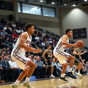 USC Aiken basketball team playing against Lander