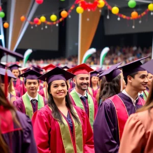 Graduates celebrating at USC Aiken commencement ceremony