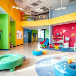 Interior of ABLE Kids clinic with colorful play areas.