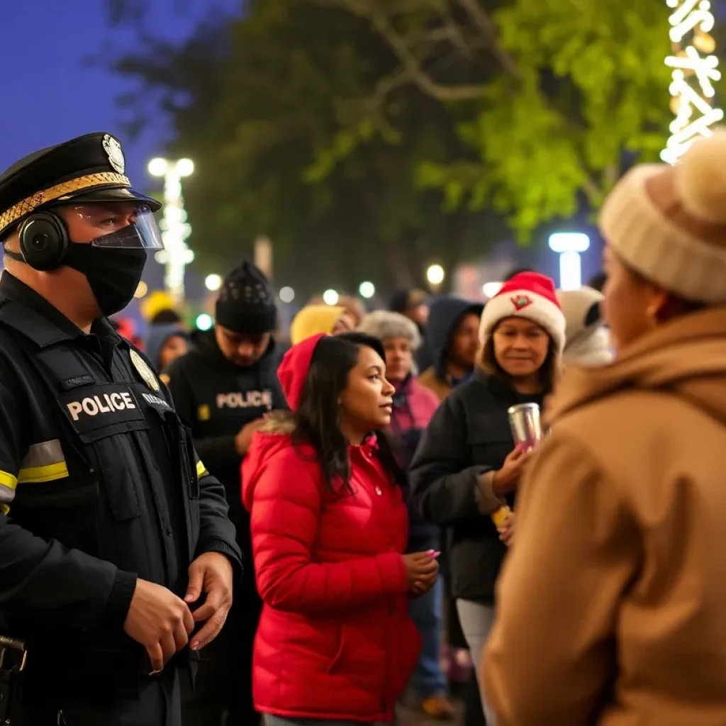 Community celebration in Augusta with law enforcement presence.