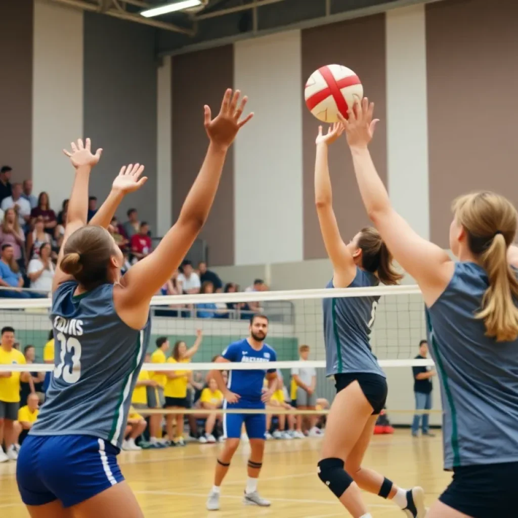 Augusta University volleyball team competing at home