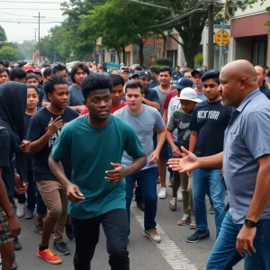 A street fight involving teenagers with a man trying to intervene in Augusta, Georgia.