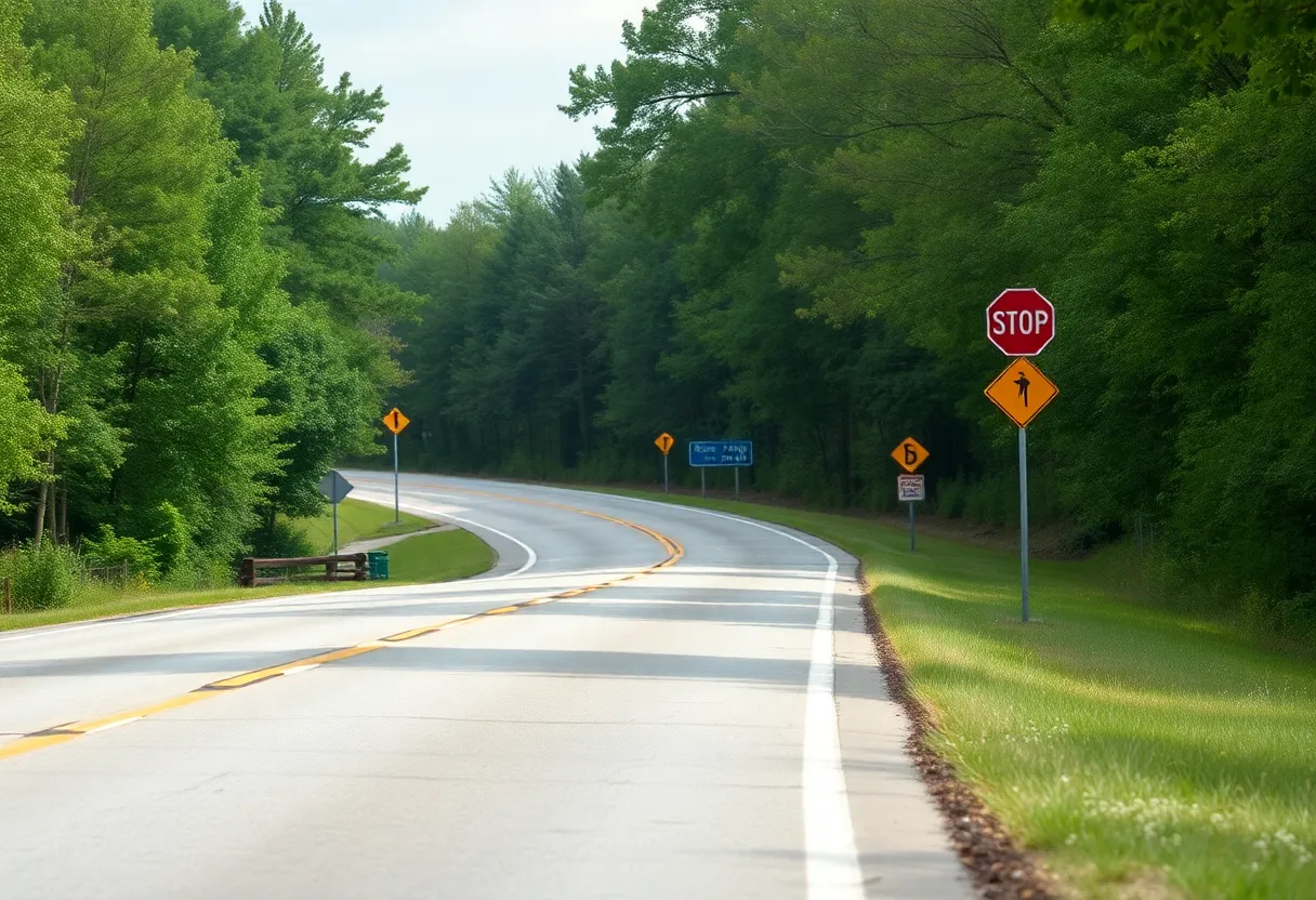 A highway in Cherokee County symbolizing road safety and caution.