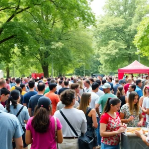 People enjoying community events in Augusta park