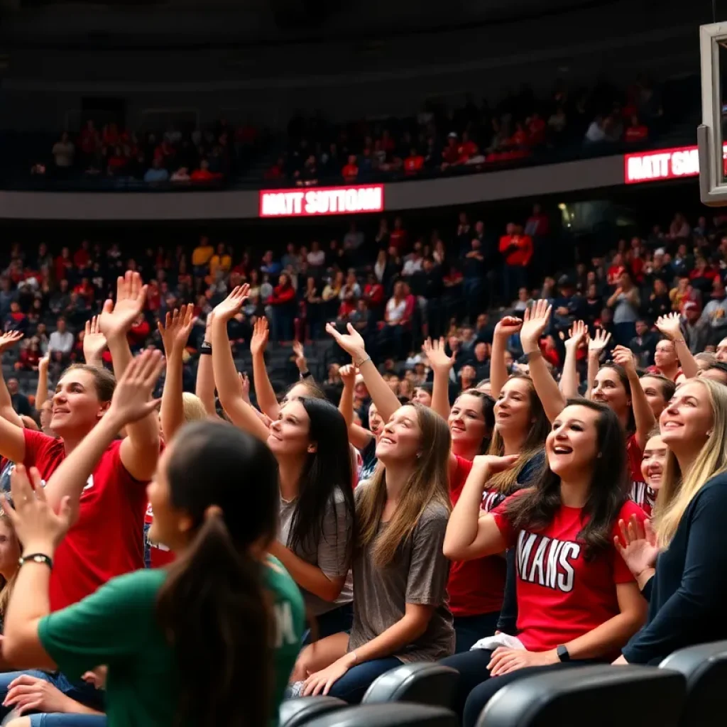 Fans cheering for Maryland Terrapins during a game against Minnesota Gophers.