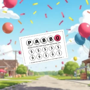 Celebratory scene depicting a Powerball ticket winning in a small town