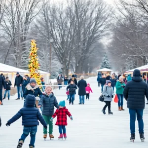 Families participating in winter activities in Aiken, SC