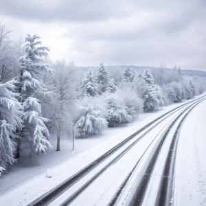 Winter scene with snow and ice from Winter Storm Cora