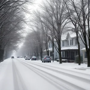 Snow-covered street in Upstate South Carolina