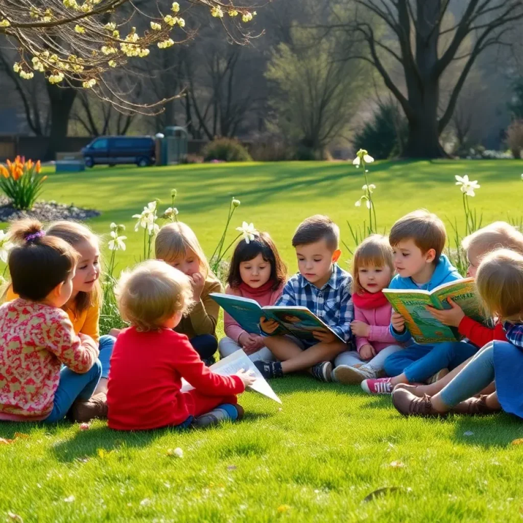 Children enjoying story time outdoors in Aiken County