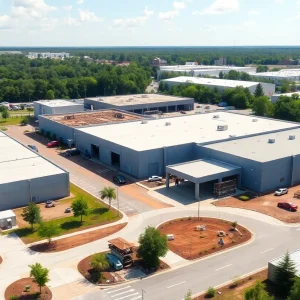 Aiken County industrial park with construction activity.