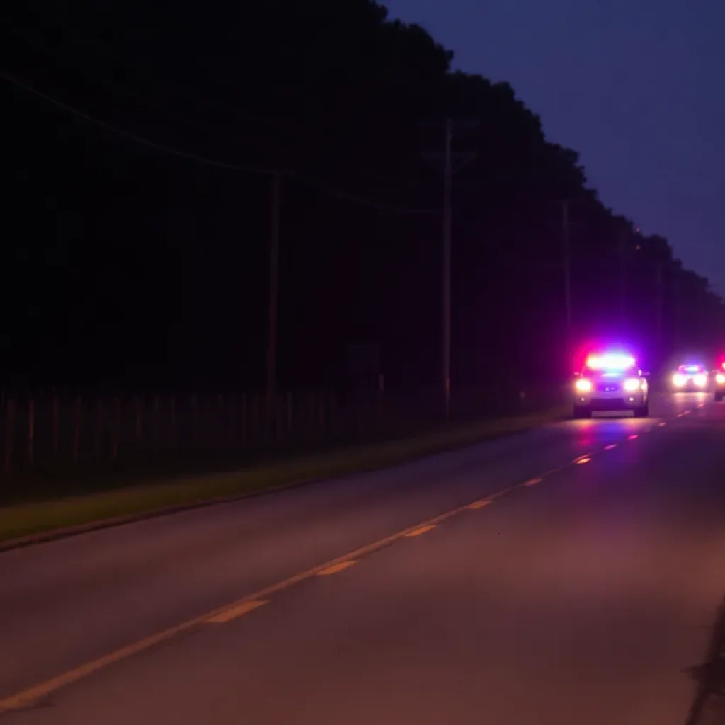 Police lights at an emergency scene in Aiken County