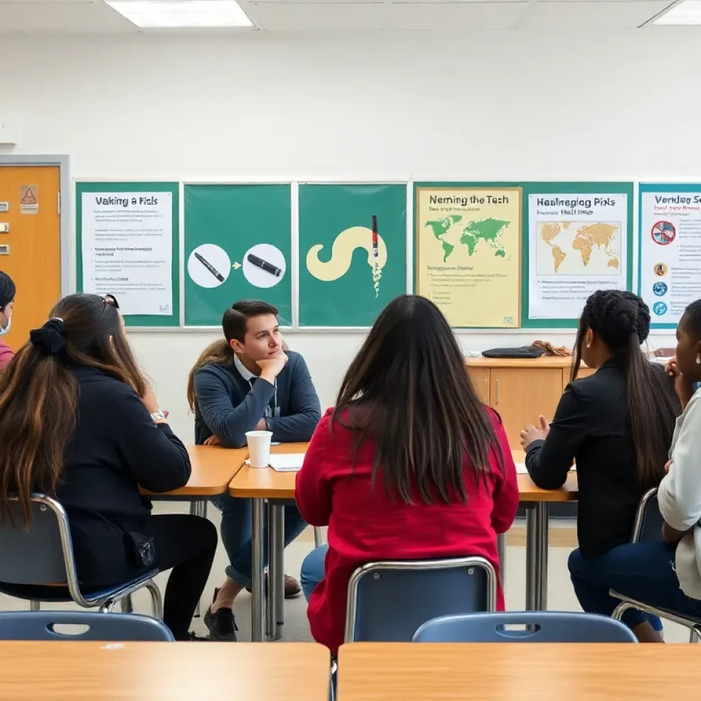 Students discussing vaping awareness at school