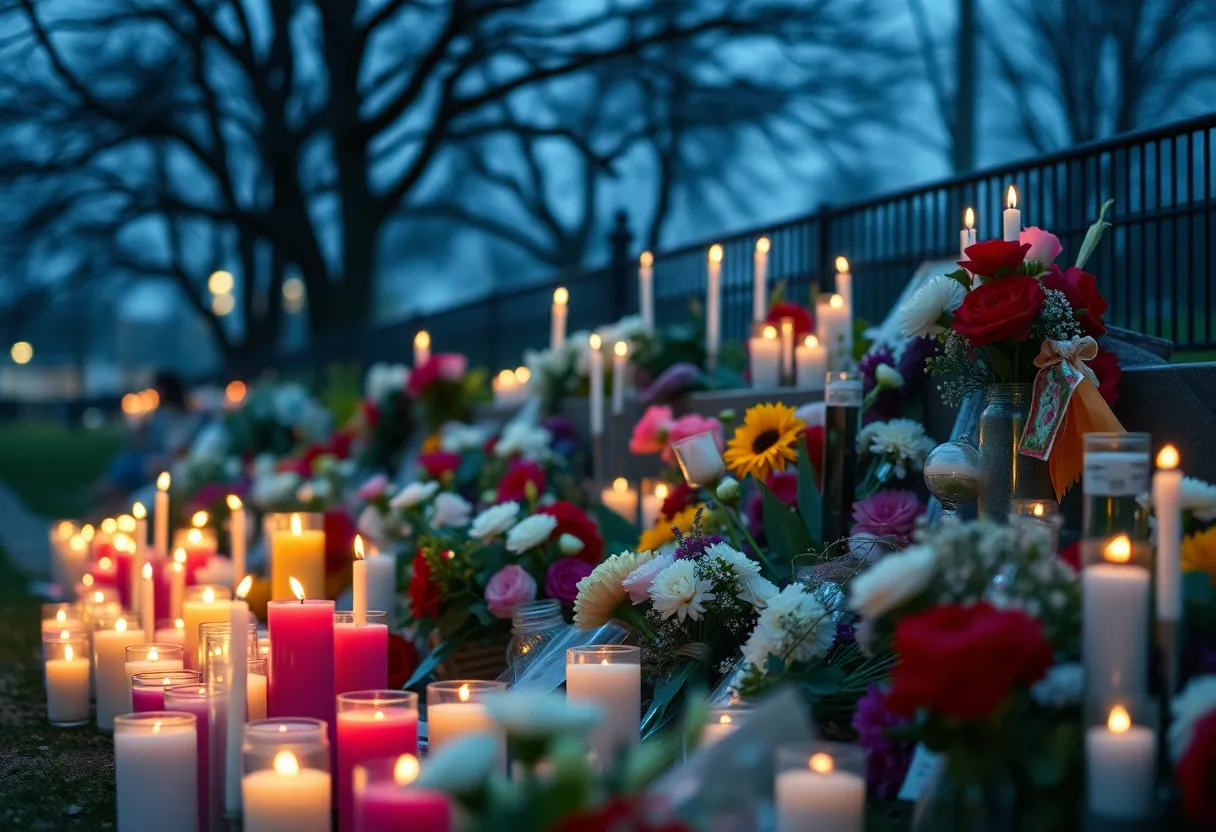 Memorial candles and flowers in Chesterfield County