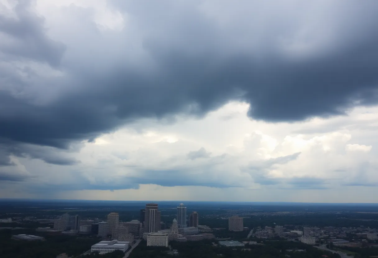 Aerial view of Columbia South Carolina with clouds