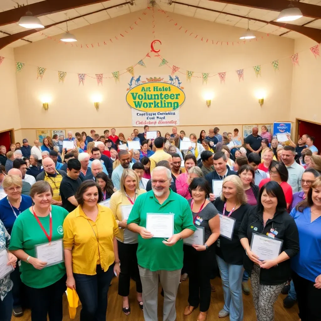 Community members celebrating volunteer service at the Graniteville assembly