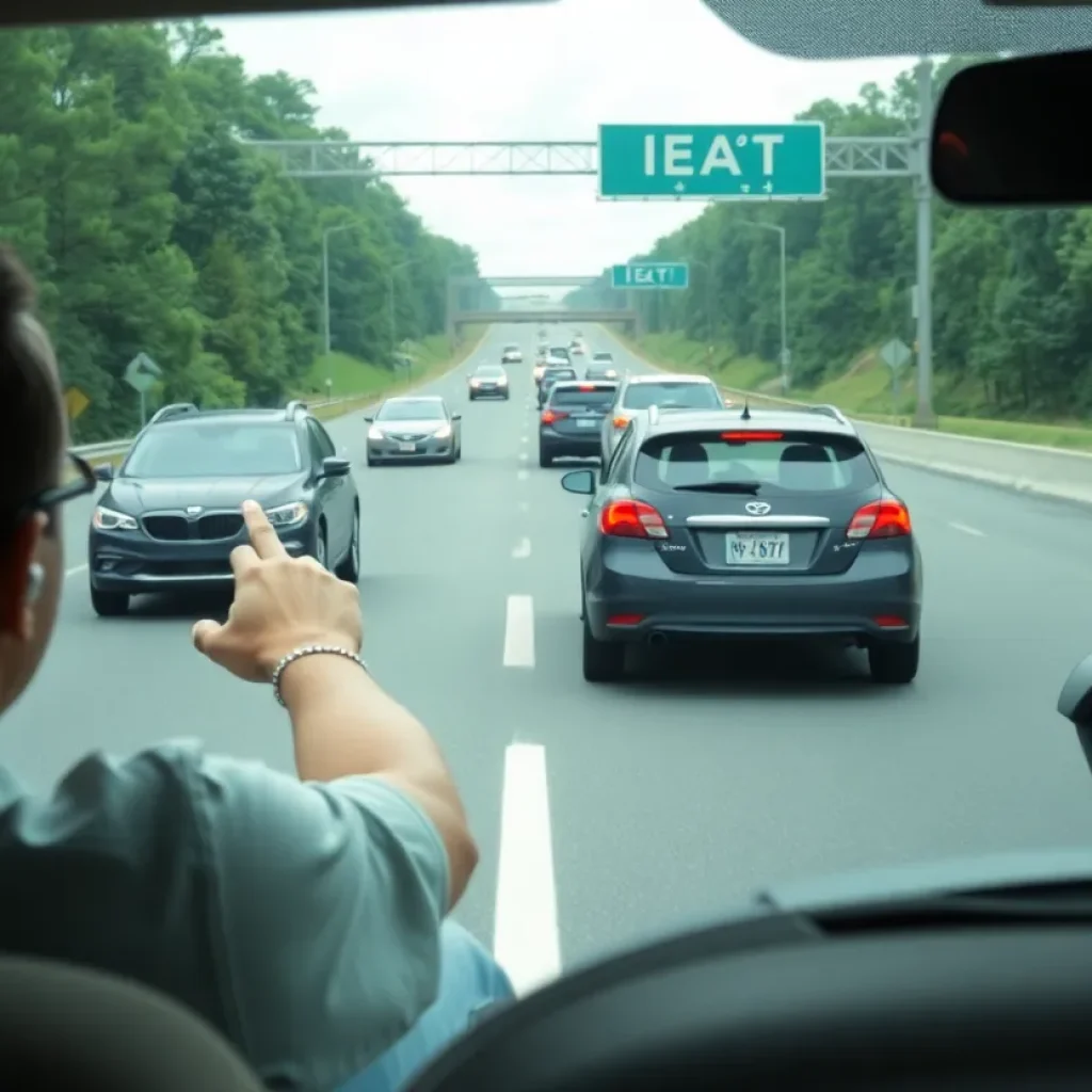 Cars on a South Carolina highway with hands-free devices