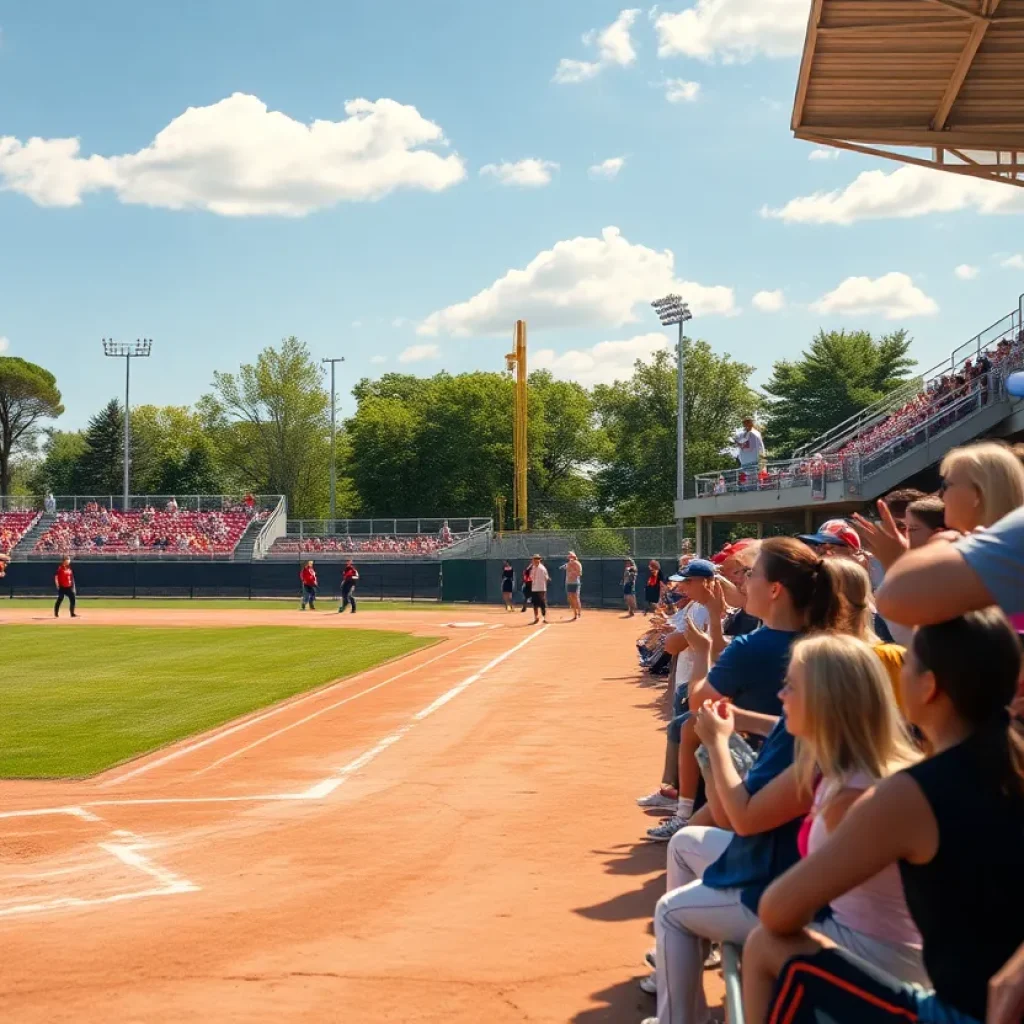 USC Aiken softball players in action during a game
